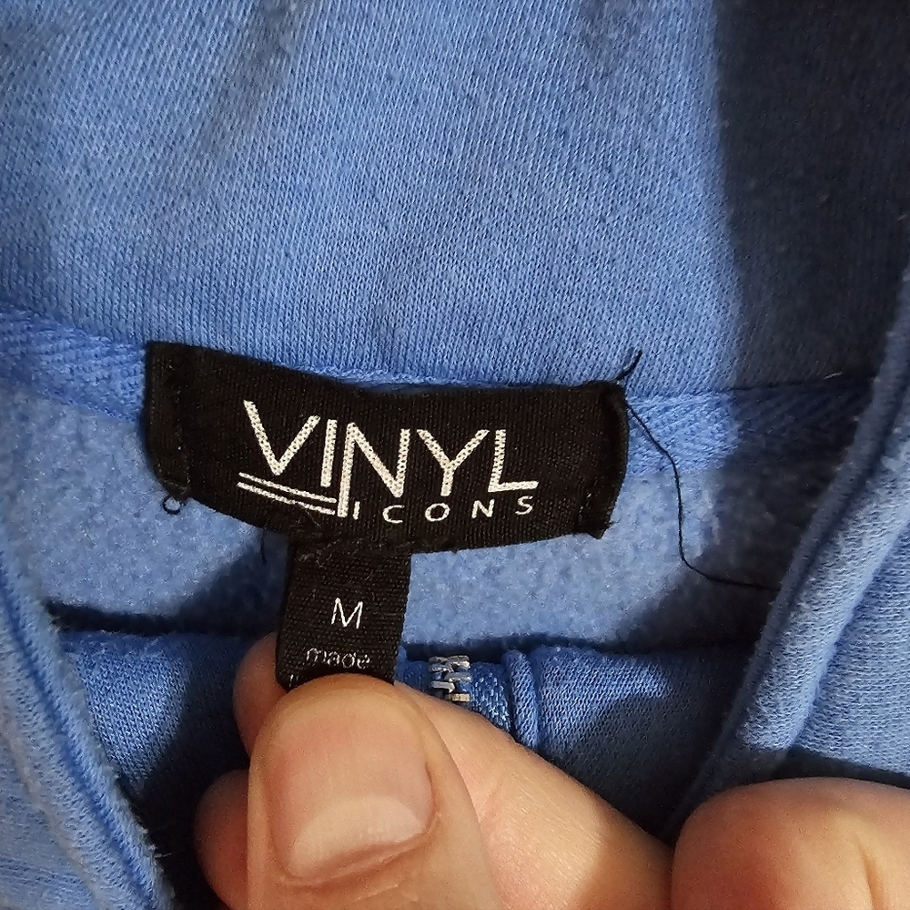 Vinyl Icons Blue Malibu California Quarter Zip Pullover Sweatshirt M Preppy Cozy - Picture 4 of 8